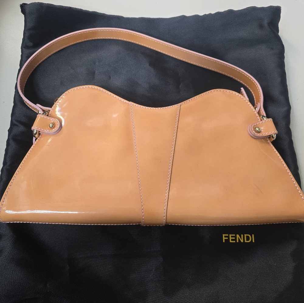 Fendi softPeach /tan Patient Leather Shoulder Bag
